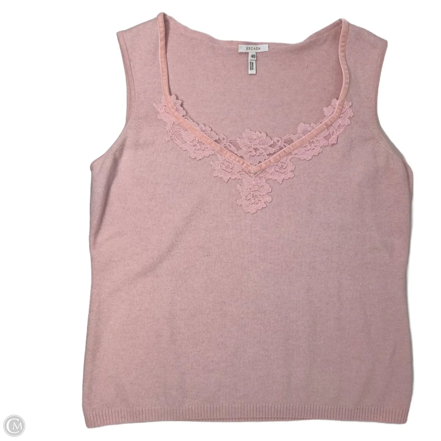 Wool, Cashmere, Silk Blend Sleeveless Sweater Designer By Escada In Pink, Size: 10