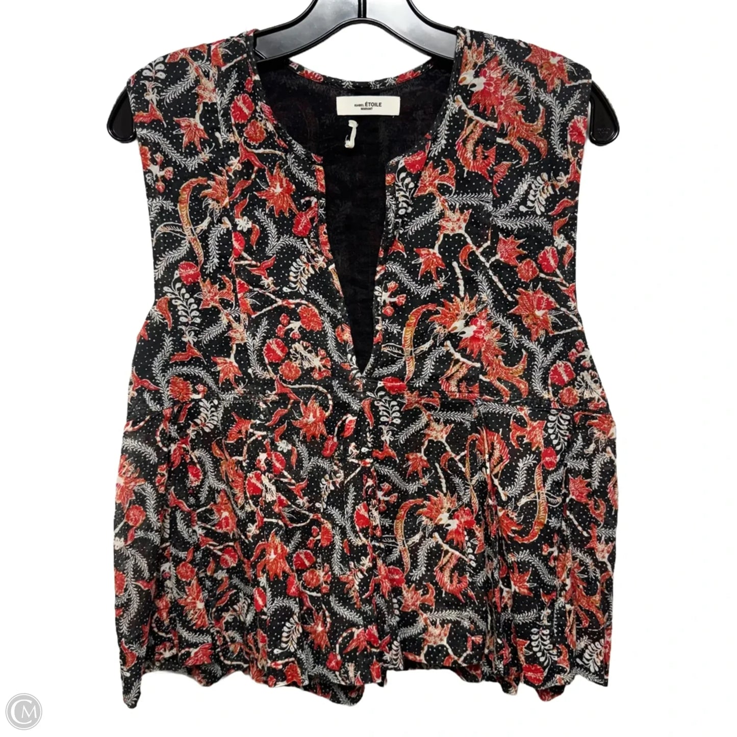 Erney Cotton Blouse Designer By Isabel Marant Etoile In Floral Print, Size: 8