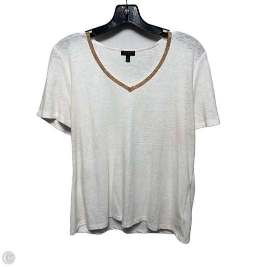 Linen Blend Top Short Sleeve By Talbots In White, Size: LP