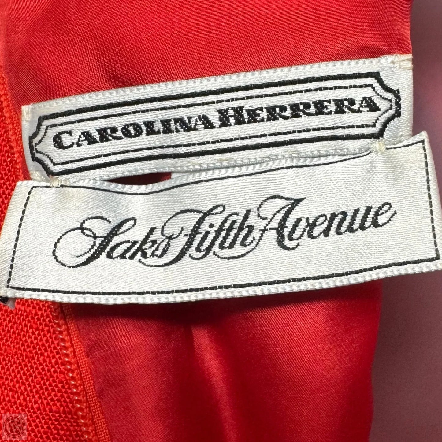 Vintage Linen Midi Dress Designer By Carolina Herrera In Red, Size: 10