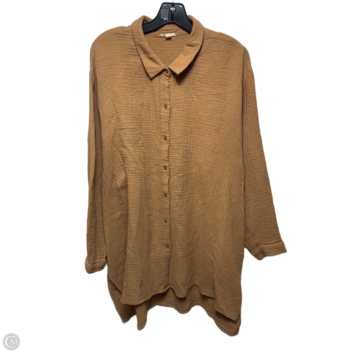 Top Long Sleeve By Eileen Fisher In Tan, Size: 2x