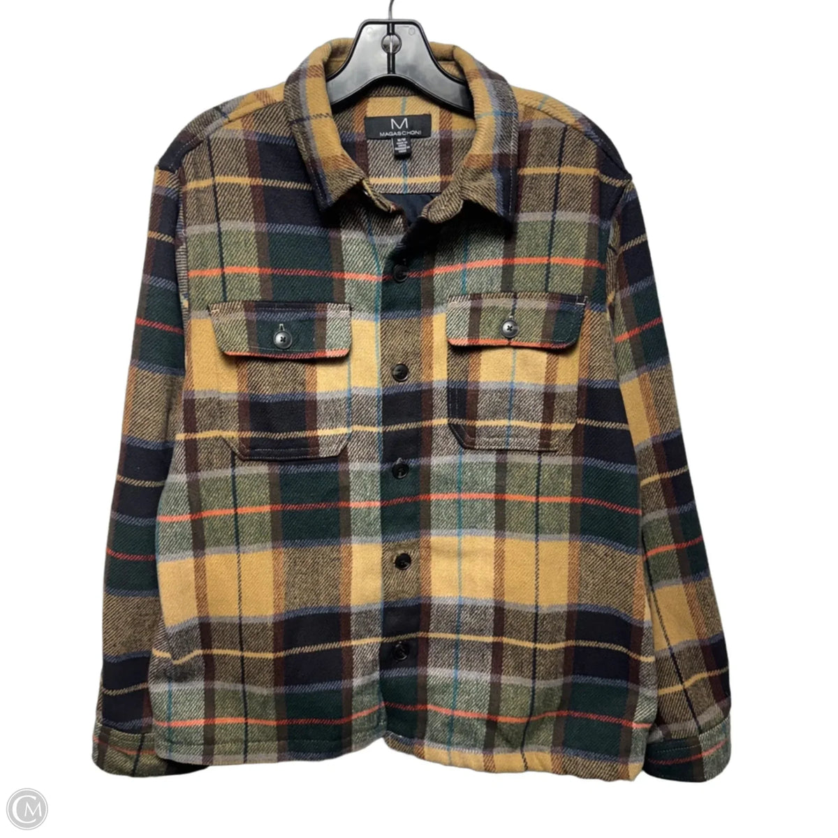 Jacket Shirt By Magaschoni In Plaid Pattern, Size: M