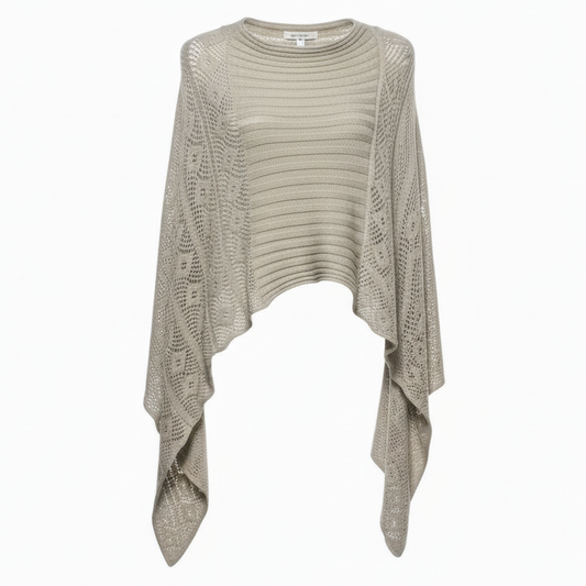 Italian Cotton Shawl By Fratelli Talli  In Taupe, Size: Osfm