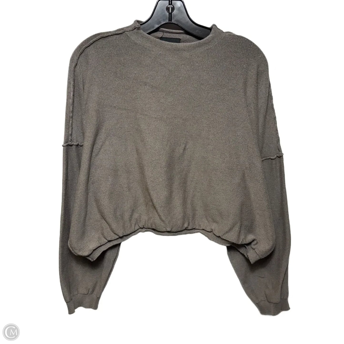 Cropped Top Long Sleeve By Miou Muse In Grey, Size: M