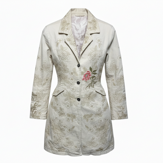 Embroidered Jacket By Paparazzi In Floral Print, Size: M