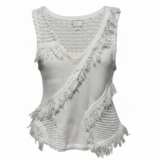 Pacific Fringed Tank Sweater By Anthropologie In Cream, Size: M