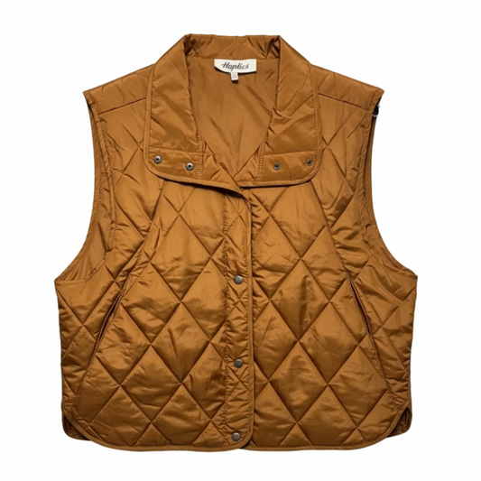 Vest Puffer & Quilted By Haptics In Brown, Size: M