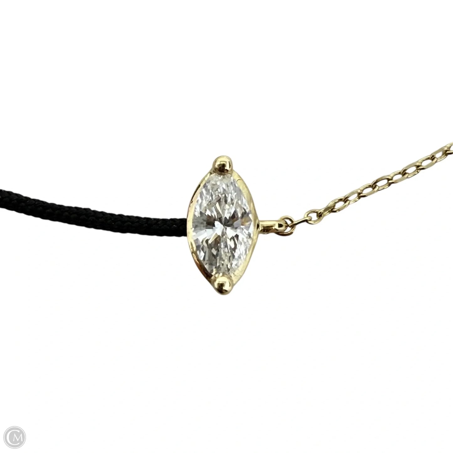 14k Fancy Marquis Diamond 0.15Ct Chain/Silk Cord Bracelet By 770 Fine Jewelry