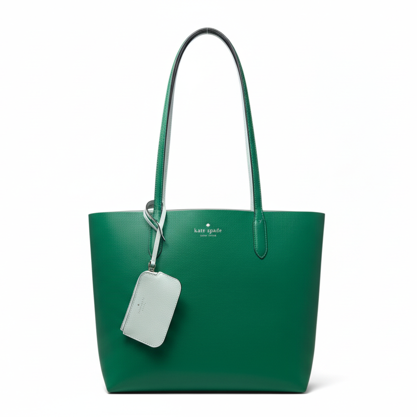 Ava Reversible Tote In Fig Leaf/Mint Refined Grain Leather Designer By Kate Spade, Size: Large