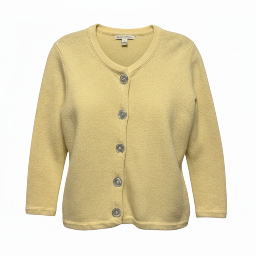 Angora & Wool Blend Sweater Cardigan By Banana Republic In Yellow, Size: L