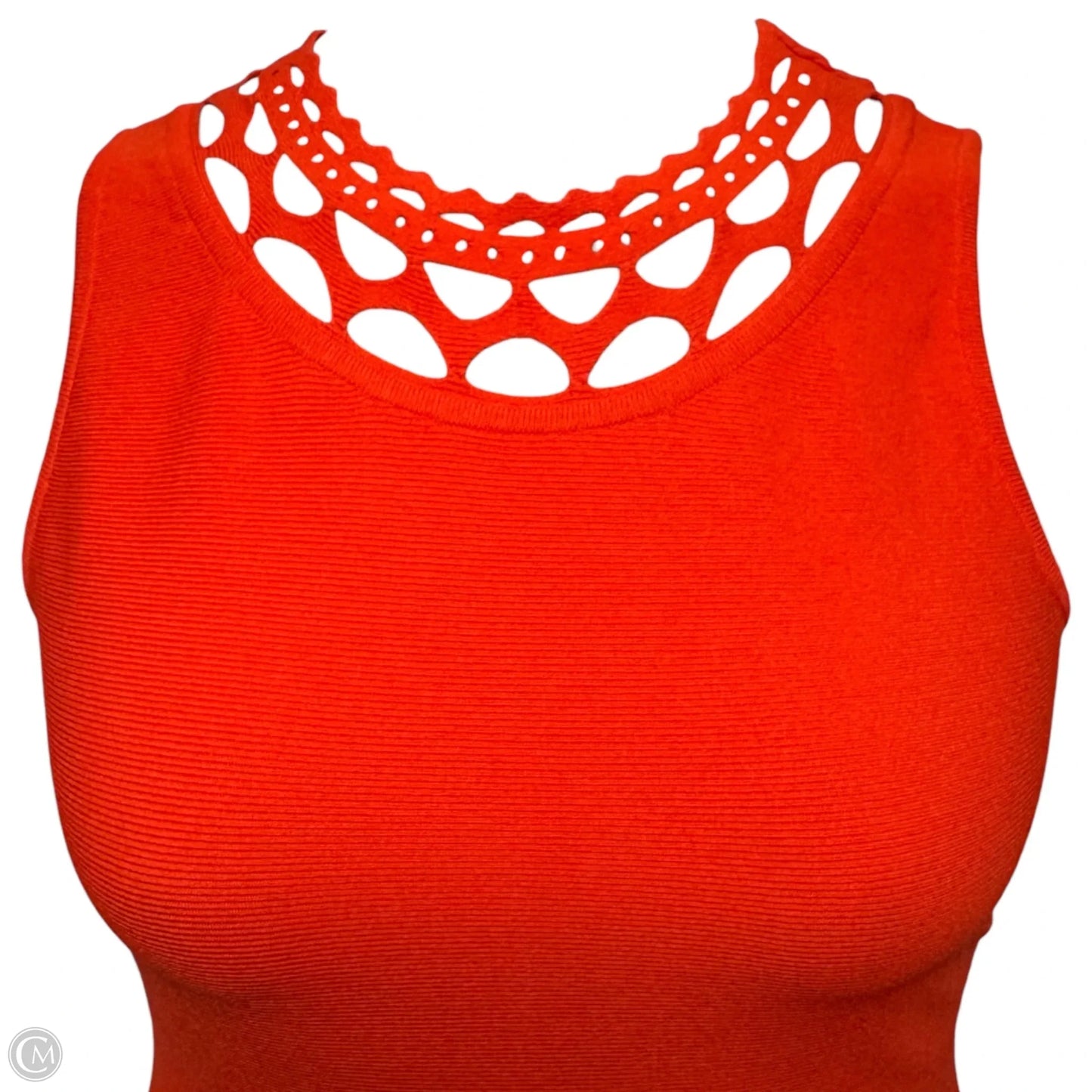 Chain Link Laser Cut Fit & Flare Dress Designer By Milly In Coral, Size: M