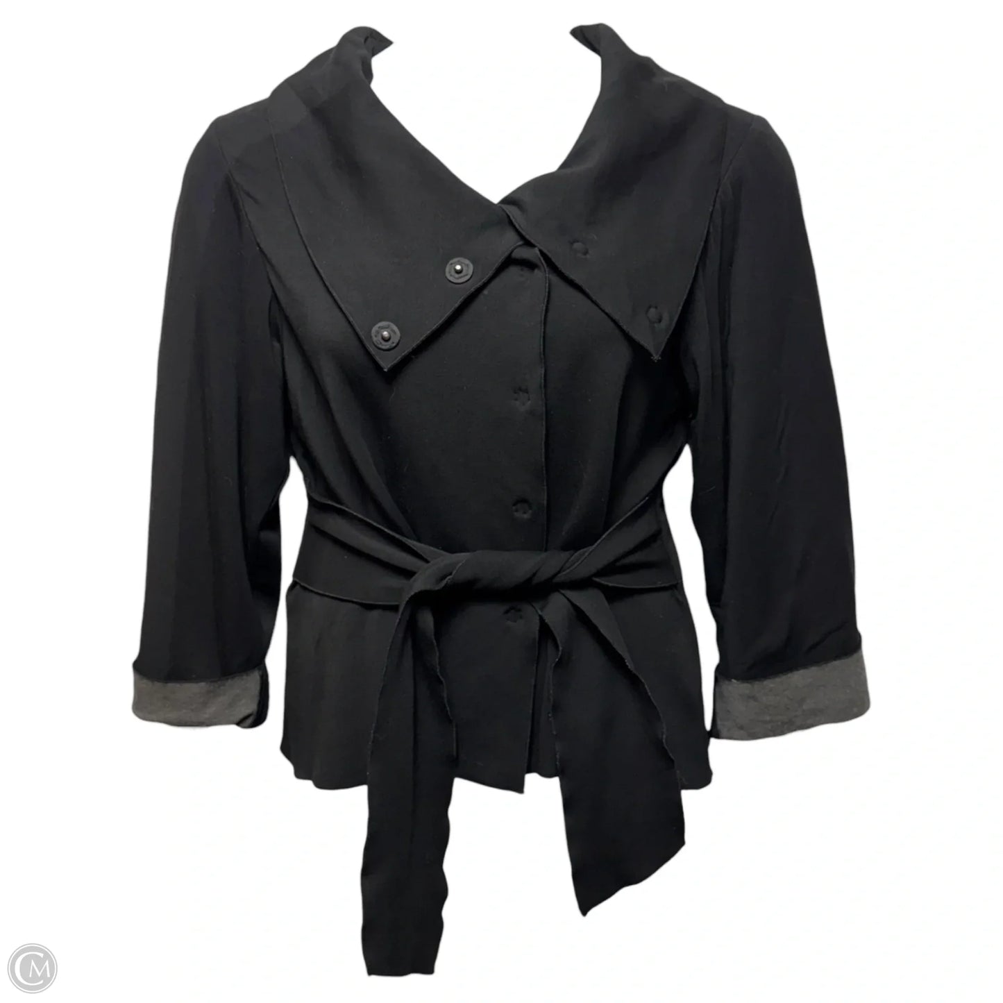 Sheena Belted Two Tone Jacket By Theory In Black, Size: L