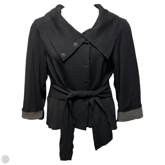 Belted Two Tone Jacket By Theory In Black, Size: L