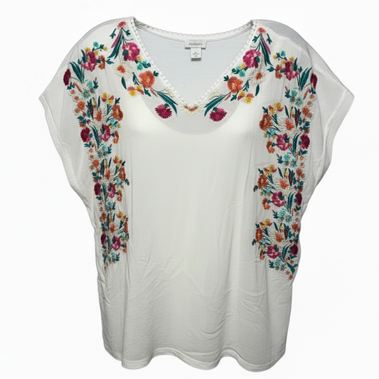 Tell Your Story Semi Sheer Embroidered Top By Sundance In Floral Print, Size: L