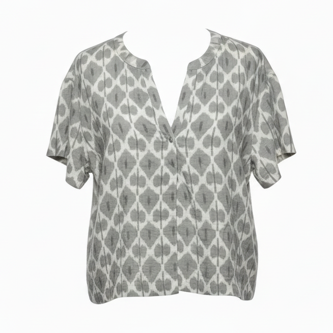 Top Short Sleeve By Haven In Grey & White, Size: L