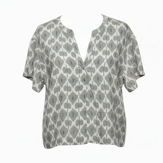 Top Short Sleeve By Haven In Grey & White, Size: L