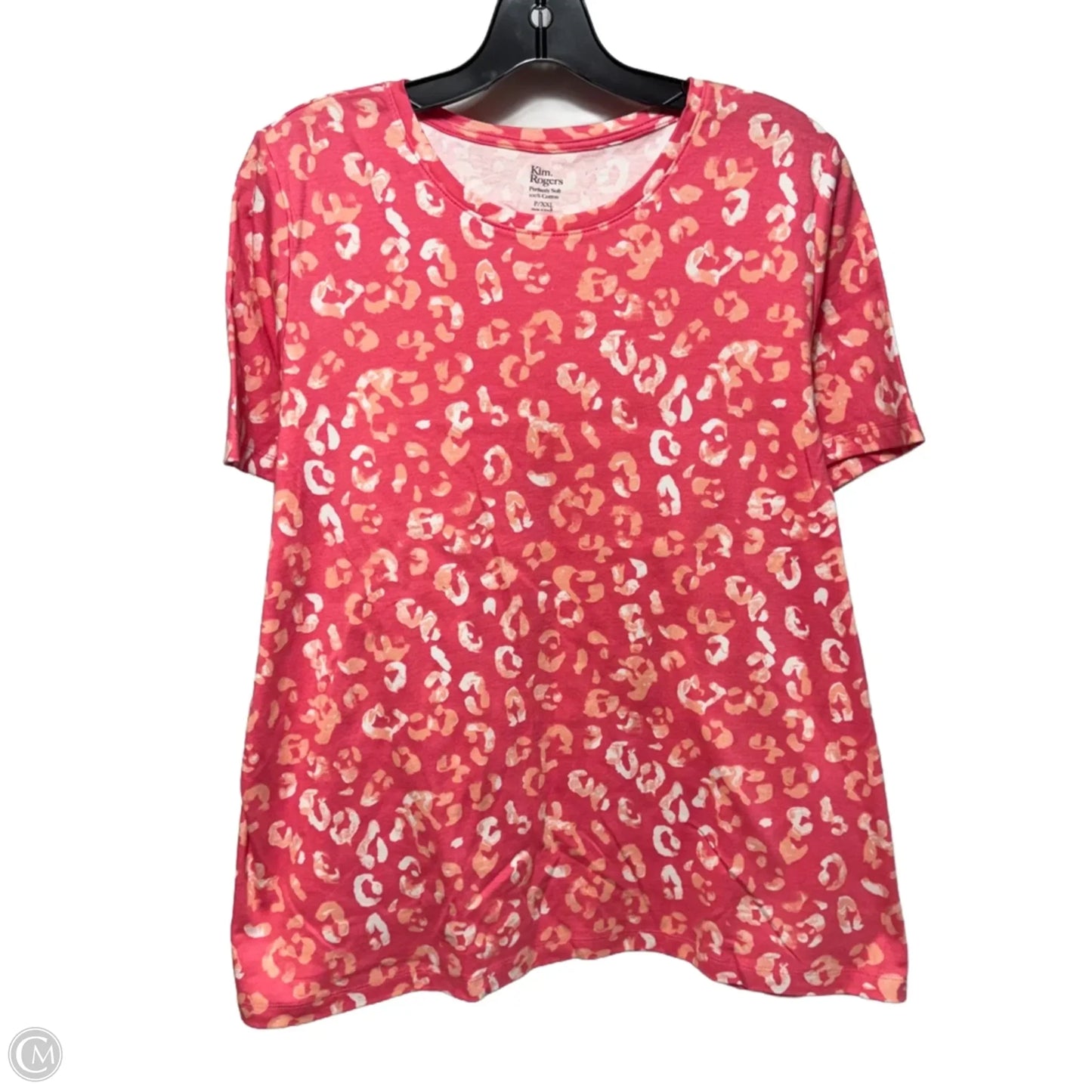 Top Short Sleeve By Kim Rogers In Animal Print, Size: Xxl