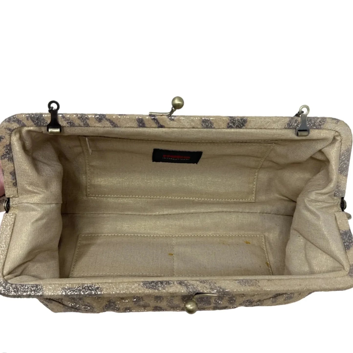 Frame Leopard Print Leather Kiss Lock Clutch By Hobo Intl, Size: Small