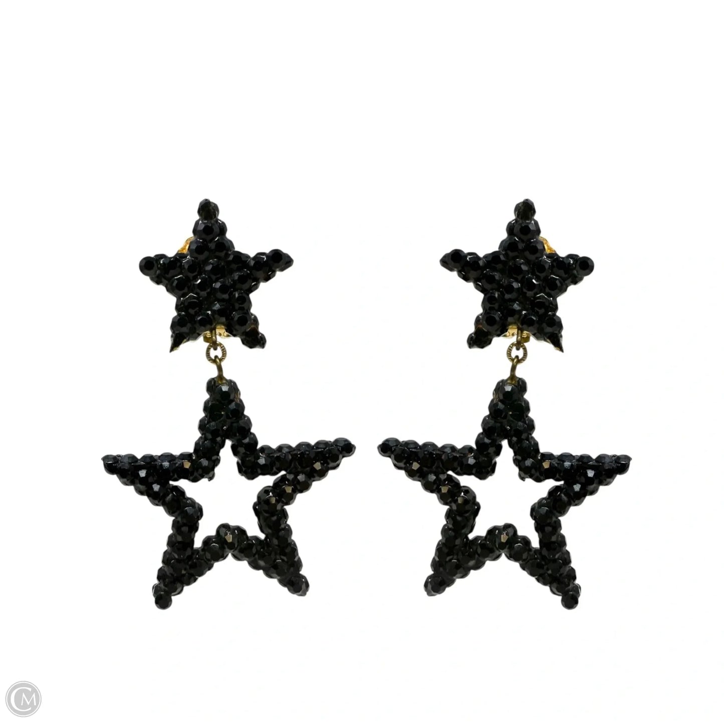 Crystal Double Star Clip Dangle Earrings By Richard Kerr