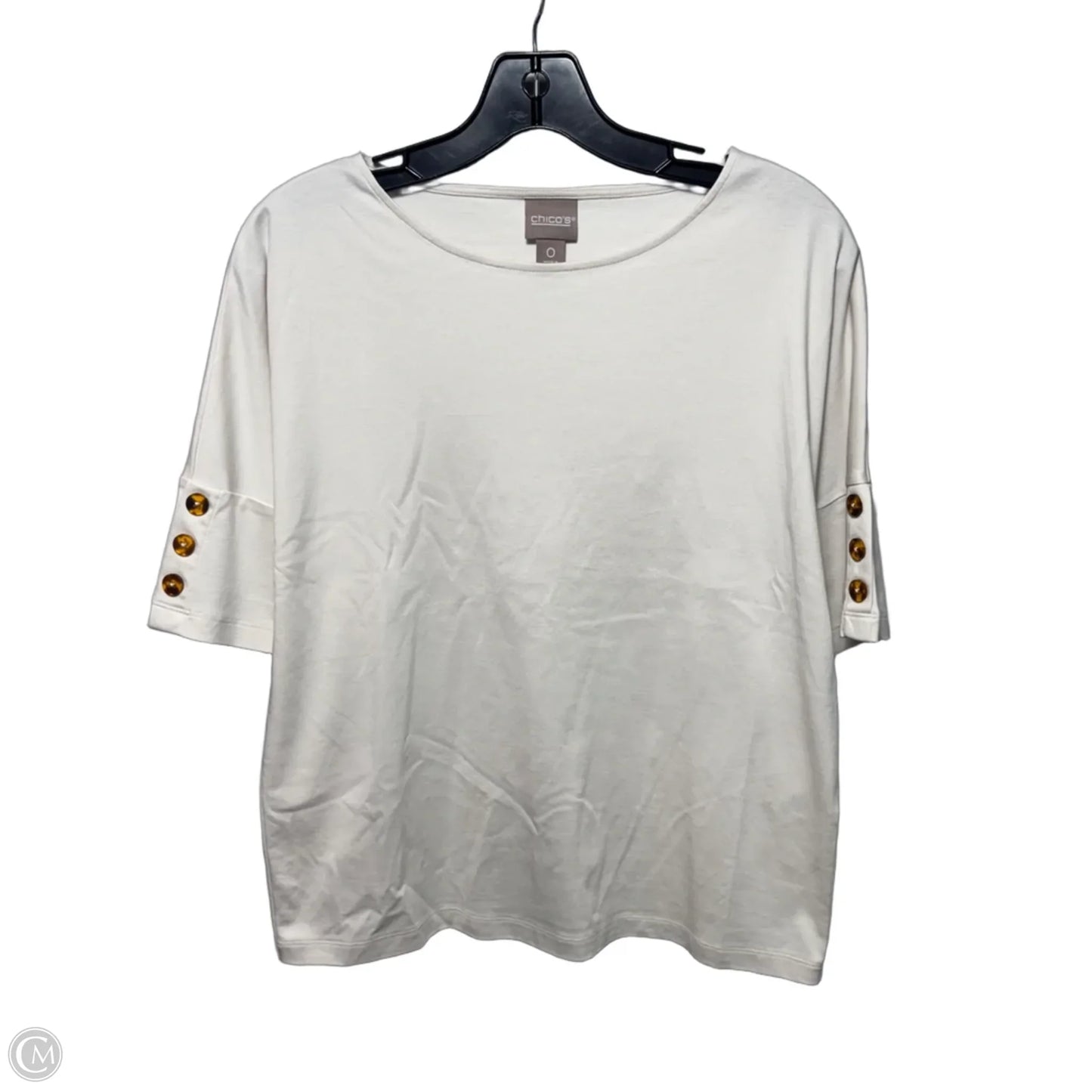 Top 3/4 Sleeve By Chicos In Cream, Size: 4