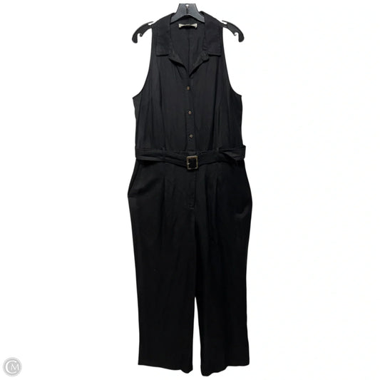 Linen Blend Jumpsuit By Loft In Black, Size: 16
