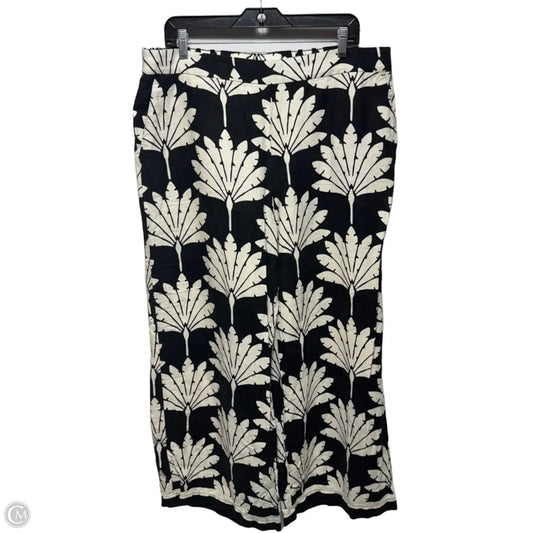 Linen Blend Pants By Loft In Black & Cream, Size: Xl
