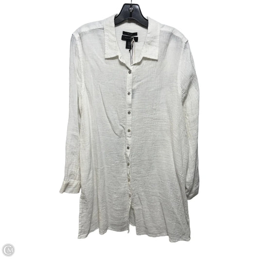 Linen Top Long Sleeve By Tahari In Cream, Size: 1X