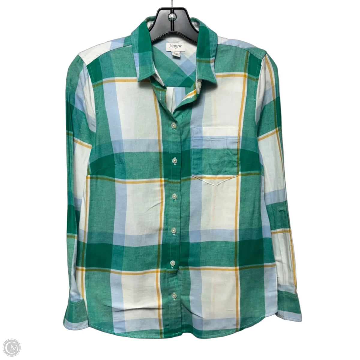 Top Long Sleeve By J. Crew In Plaid Pattern, Size: Xsp