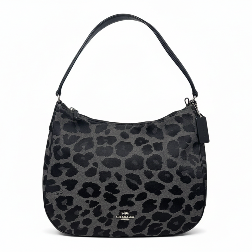 Leopard Jacquard Handbag Designer By Coach, Size: Medium