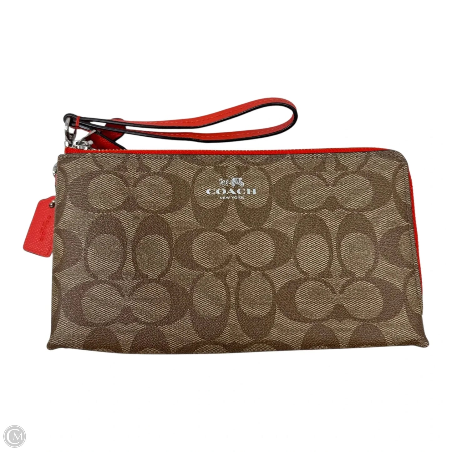 Double Corner Zip Wristlet Designer By Coach, Size: Large