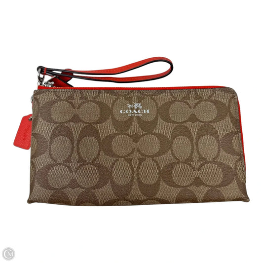 Double Corner Zip Wristlet Designer By Coach, Size: Large