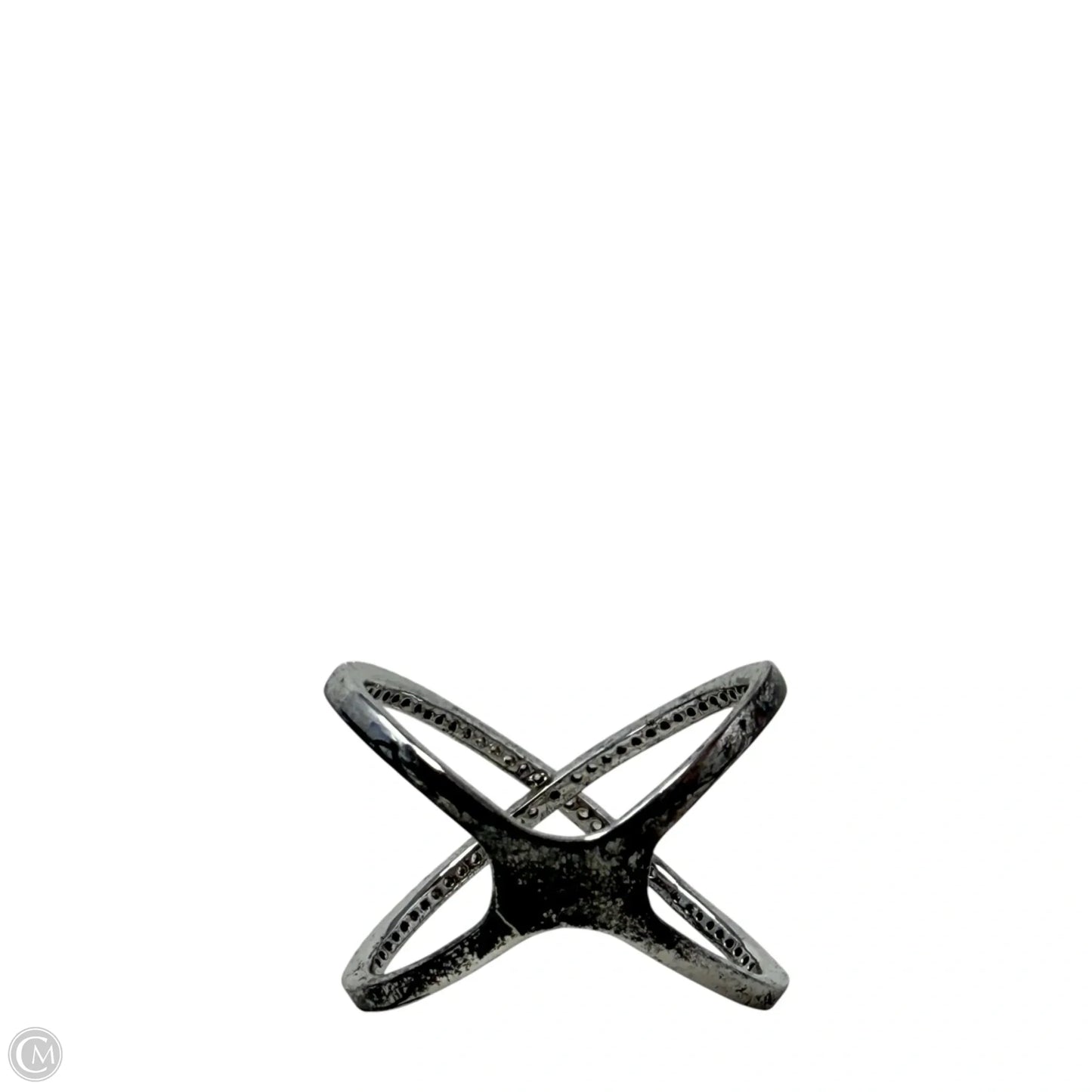Sterling Silver & CZ Pave Crisscross Ring, Size: 6.5