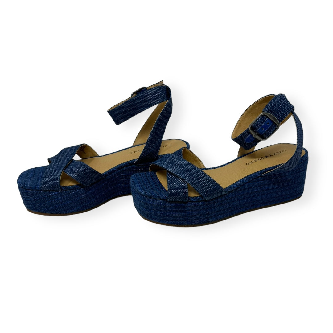 Blue Sandals Heels Wedge Lucky Brand, Size 8.5