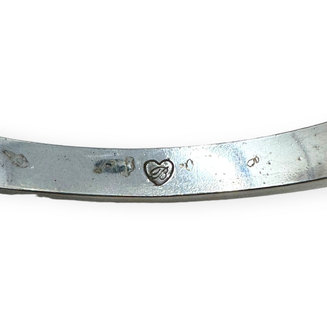 Sacred Love Hinged Silver Bangle Bracelet Designer By Brighton
