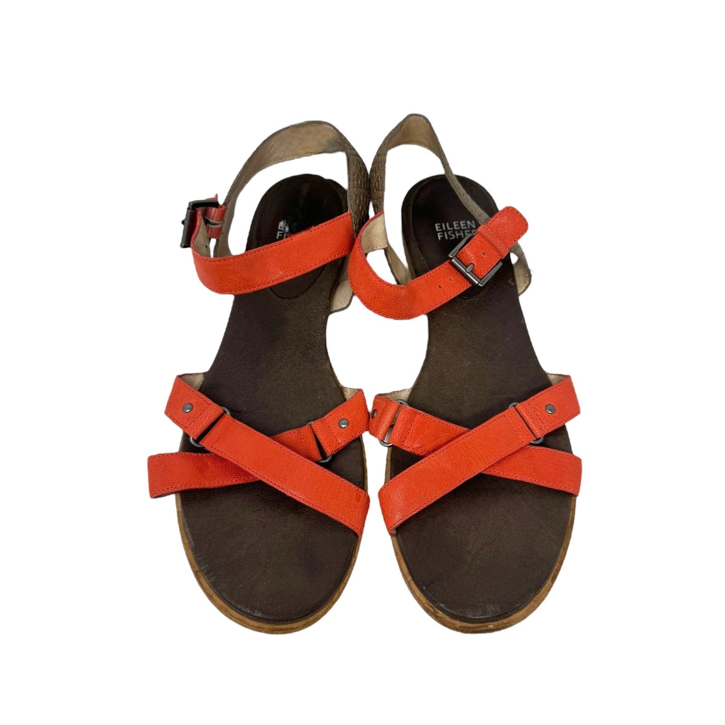 Orange Sandals Flats Eileen Fisher, Size 9.5