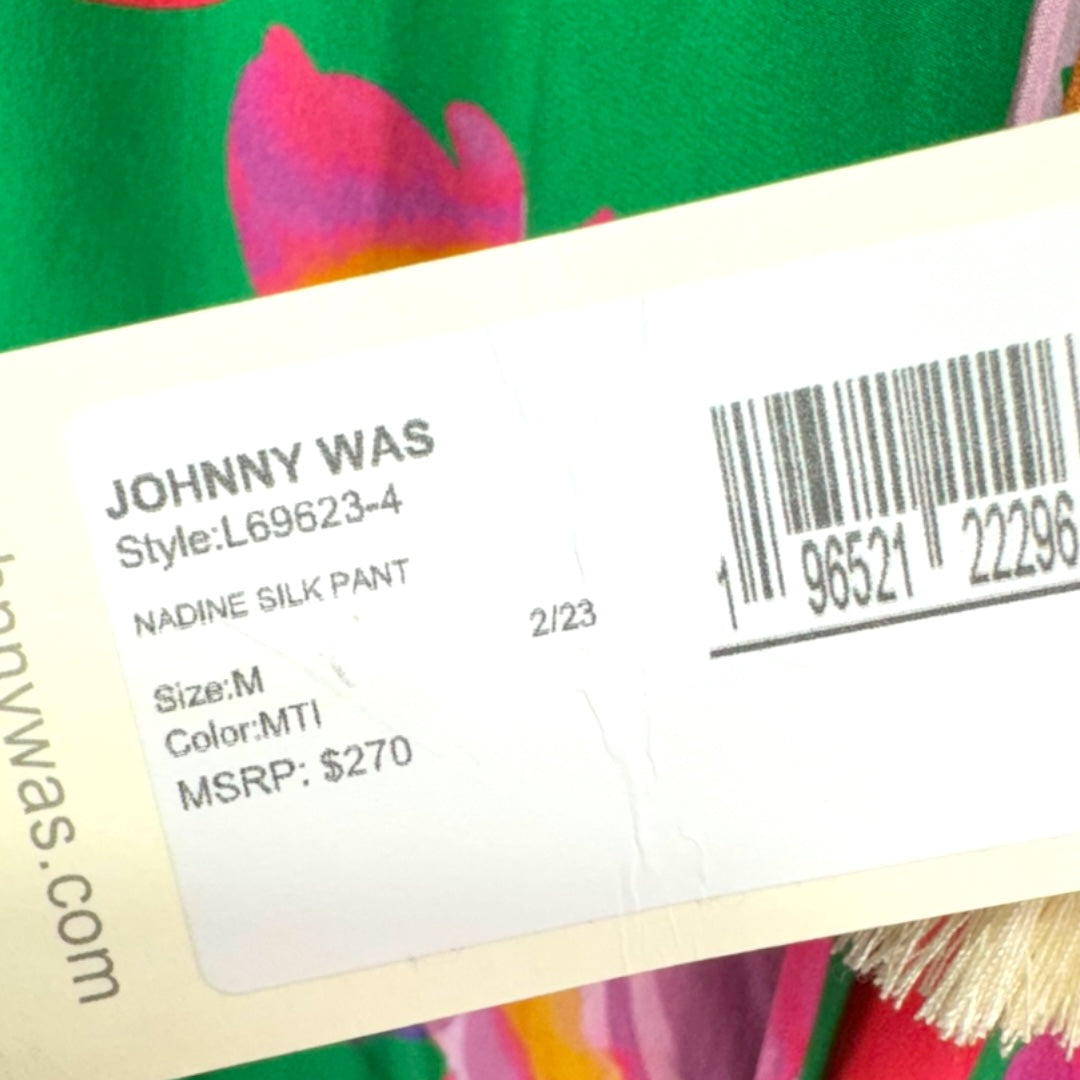 Floral Print 100% Silk Nadine Pants Designer Johnny Was, Size M