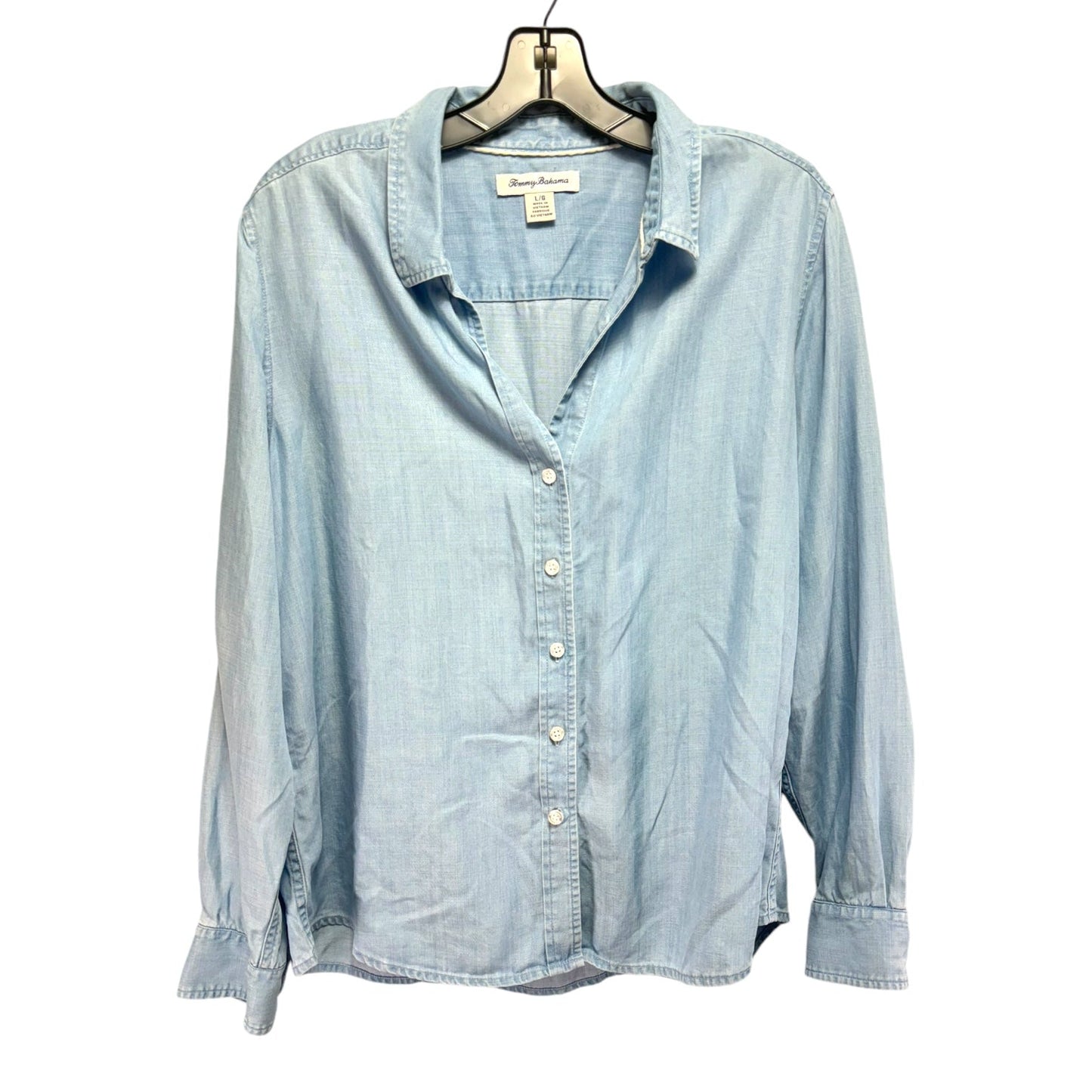 Top Long Sleeve By Tommy Bahama In Blue Denim, Size: L