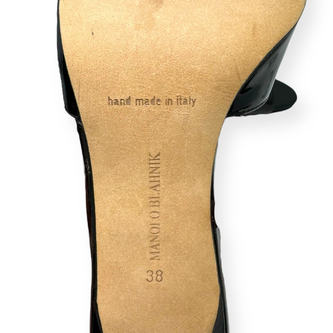 Knot Slingback Patent Leather Black Shoes Designer Manolo Blahnik, Size 8