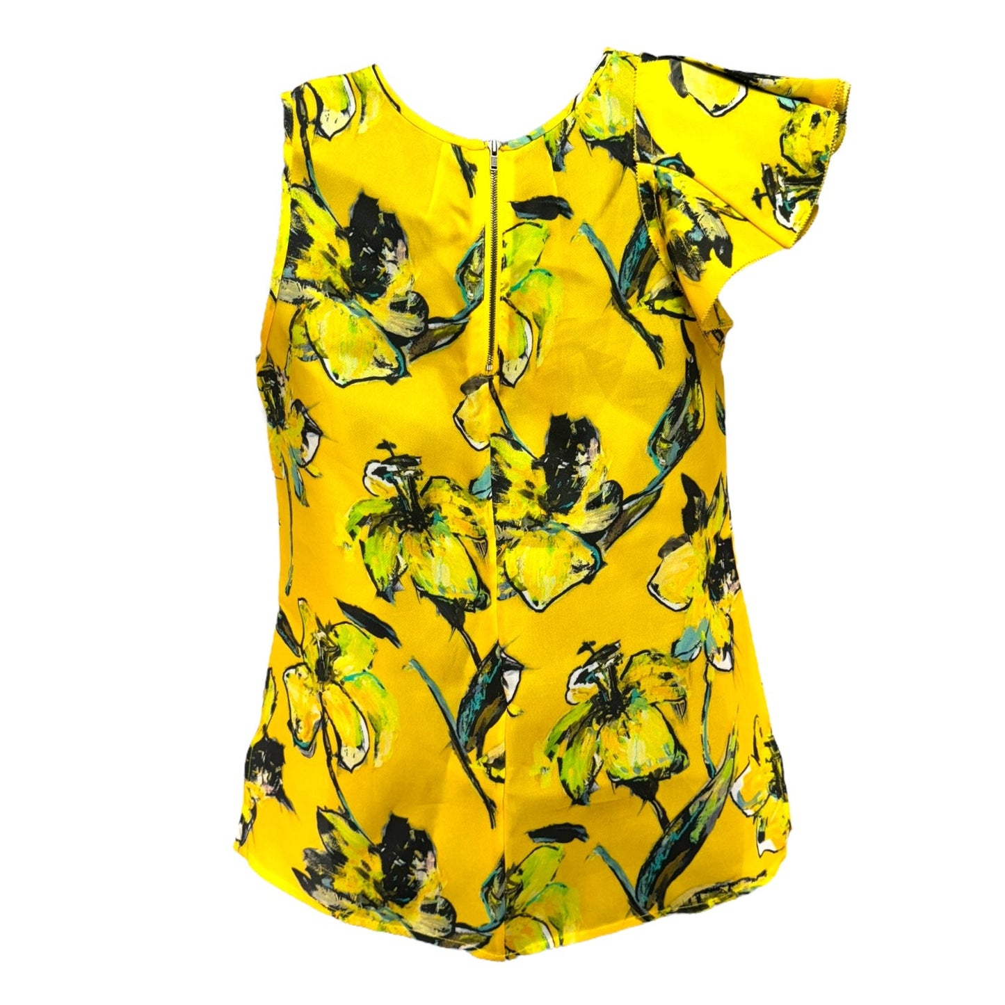 Silk Lemon Tiger Lily Asymmetrical Sleeve Blouse By J. Crew Collection Size: 0