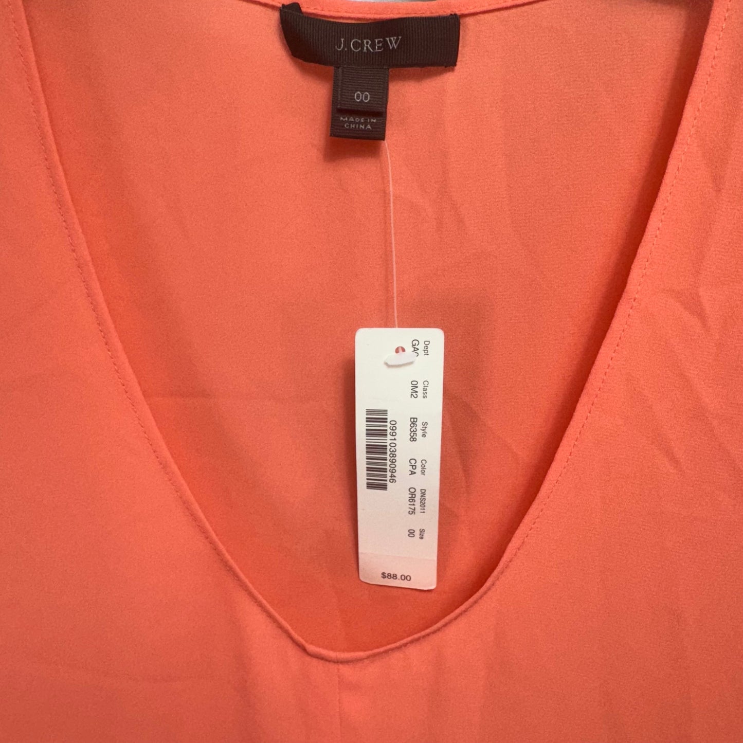 Orange Top Sleeveless J. Crew, Size 0