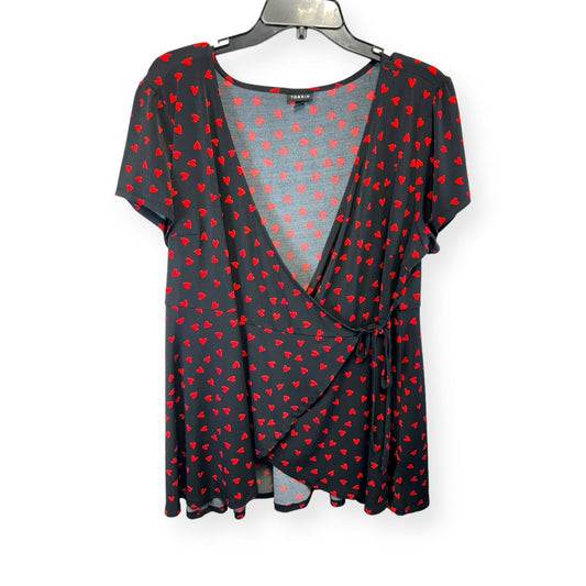 Black & Red Top Short Sleeve Torrid, Size 2x