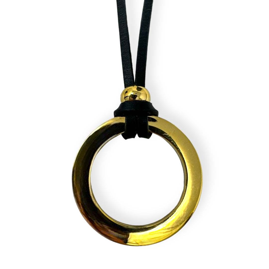 Gold Pendant On Leather Chain