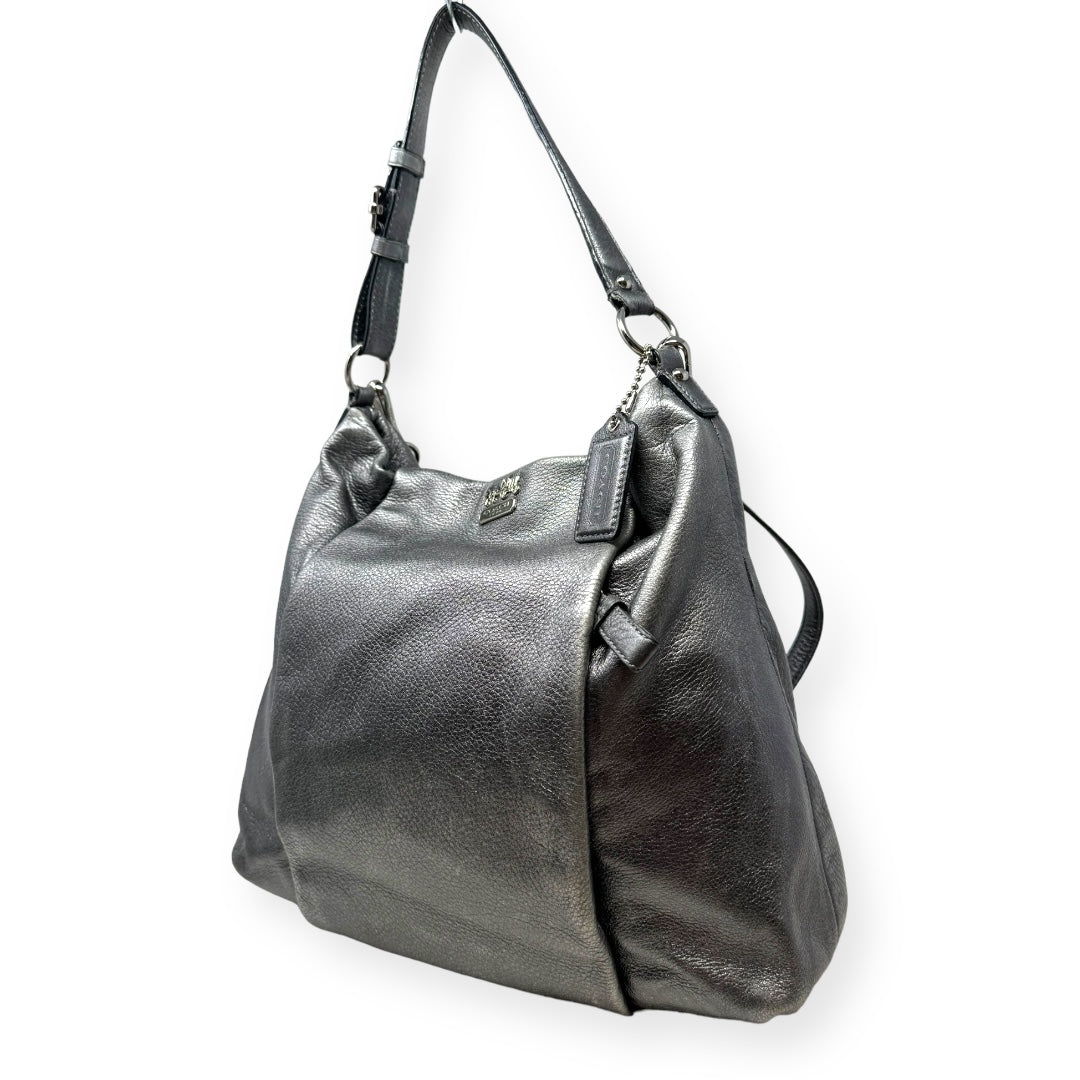 Madison Metallic Leather Handbag Designer By Coach  Size: Large