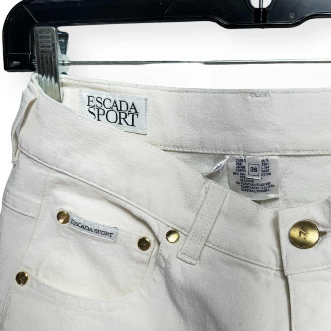 Jeans Designer By Escada Sport In Cream Denim, Size M