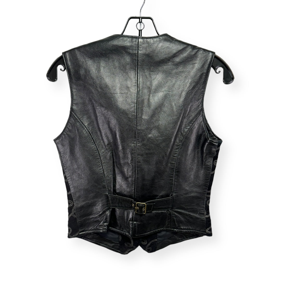 Embroidered Leather Black Vest Other North Beach Leather, Size 6