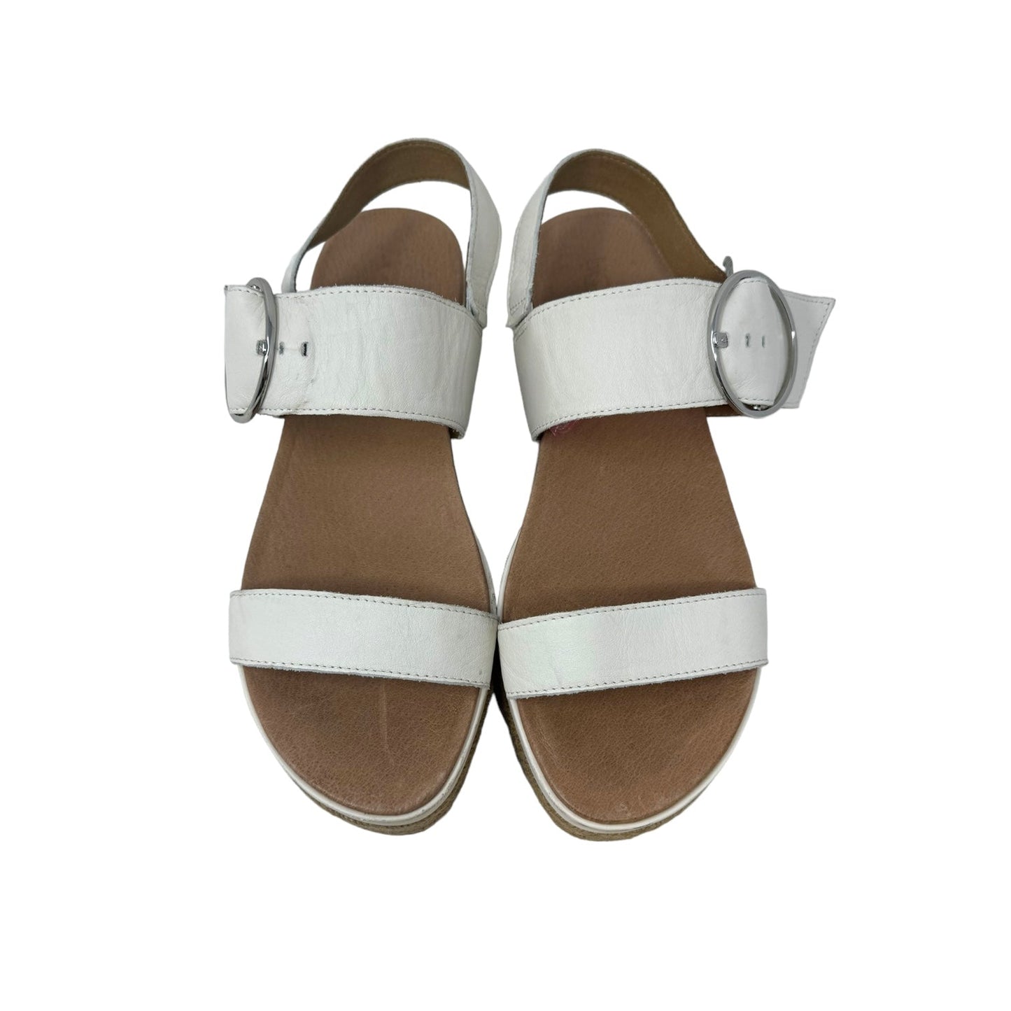 April Platform Sandals In Cream Leather Ugg, Size 10