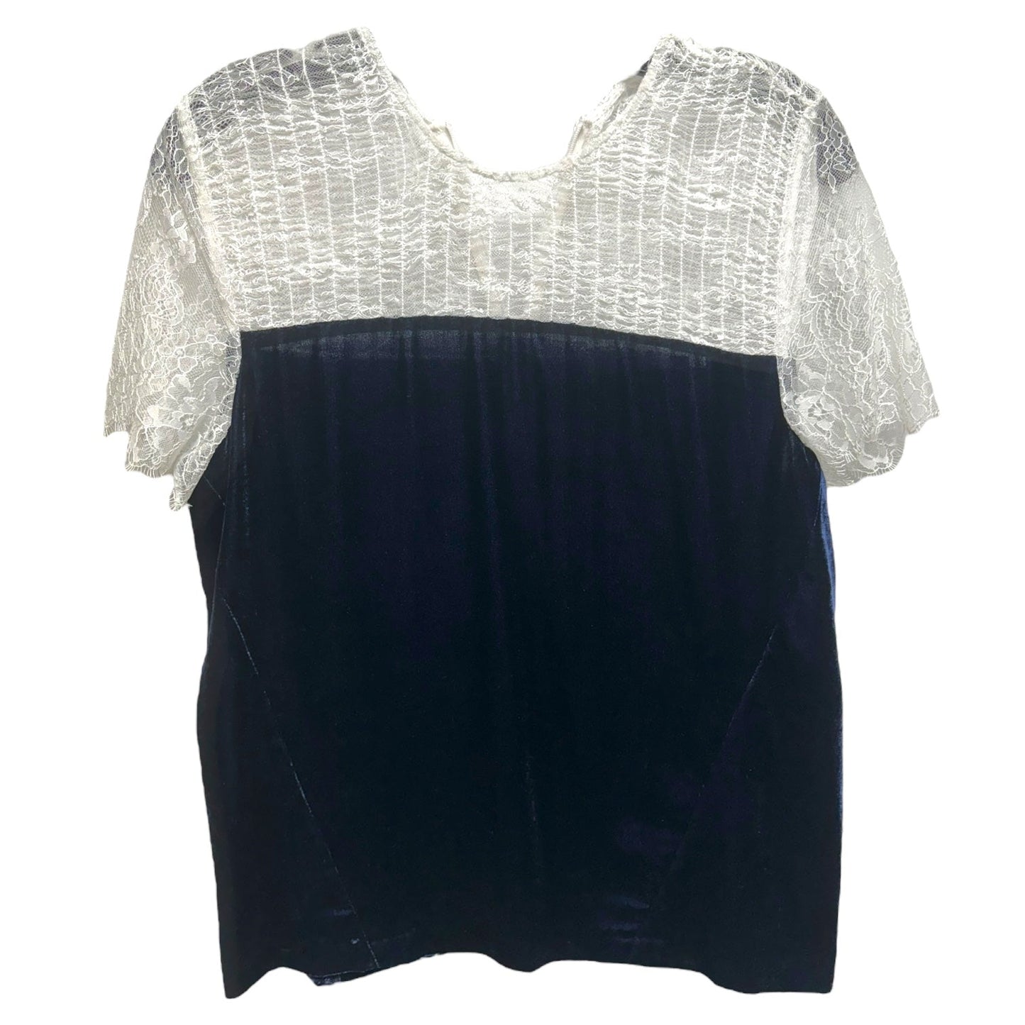 Alice Velvet Contrast Top By Sandro In Marine Blue & White Lace, Size: S