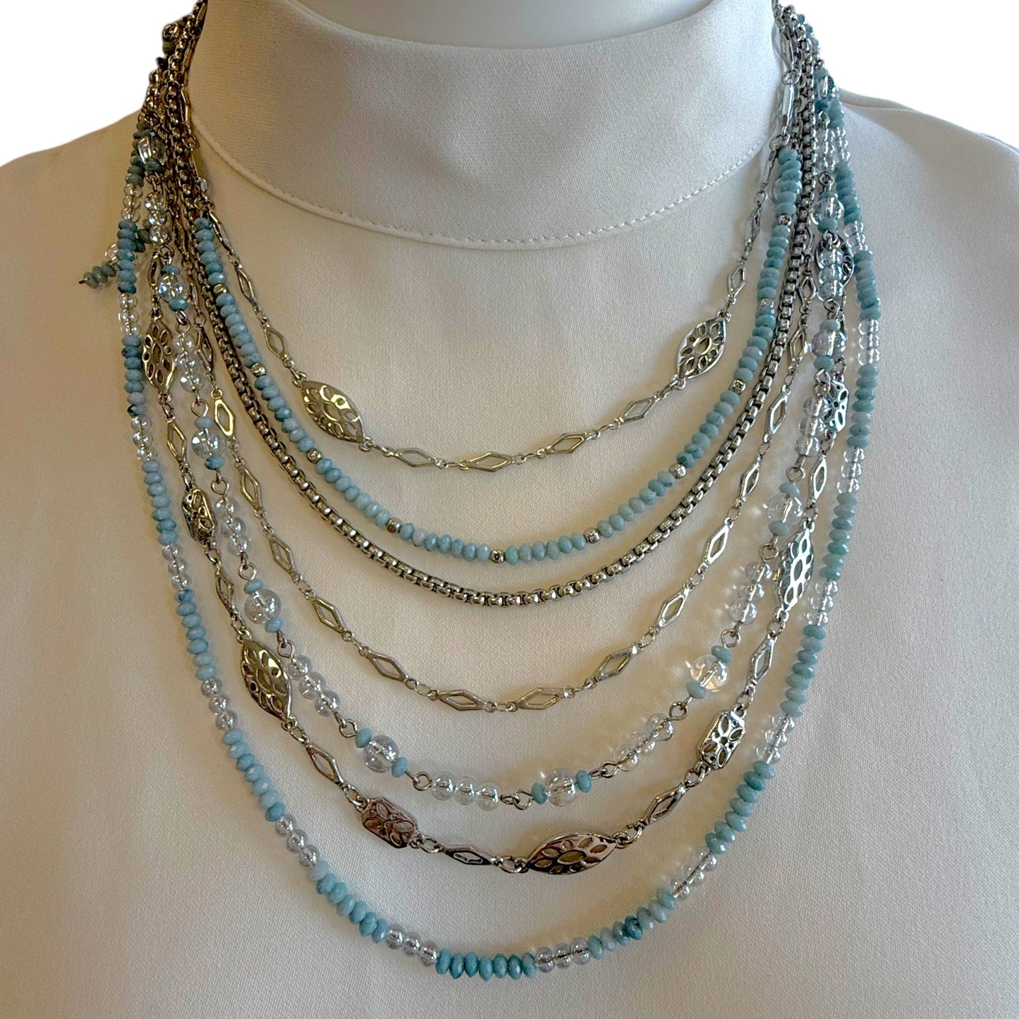 7 Strand Layered Beaded Necklace By Unbranded