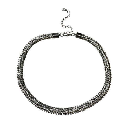 Rhinestone Encrusted Mesh Tube Necklace By Unbranded