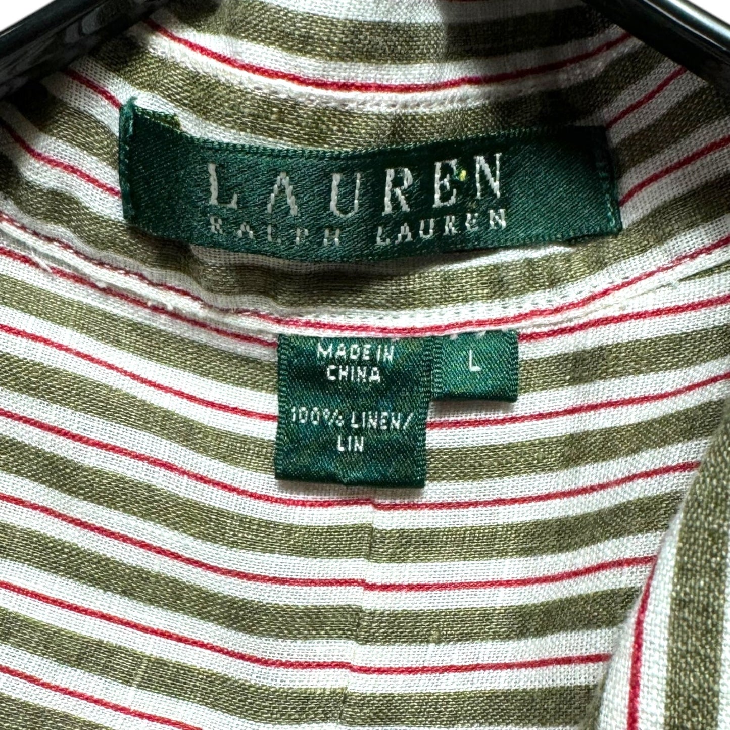 Linen Top Long Sleeve By Lauren By Ralph Lauren In Striped Pattern, Size: L